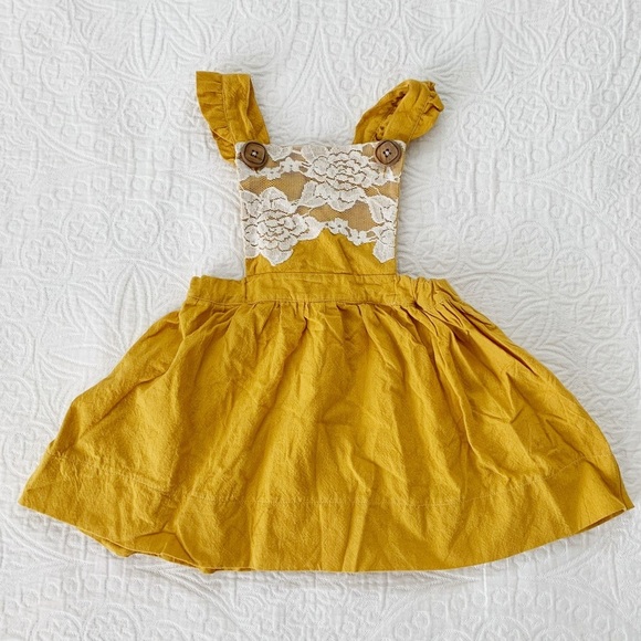 Tate & Adele Harlow Pinafore Dress, Mustard - Picture 1 of 7
